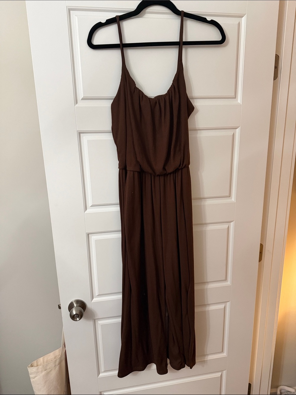 Gilli Brown Spaghetti-Strap Jumpsuit
